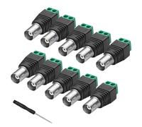 MEIRIYFA BNC Female Balun Connector, 10Pack BNC to Cat5e Adapter BNC Female Connector to 2 Screw Terminal Solderless Adapter for Coax Cat5/6 to BNC CCTV Security Surveillance
