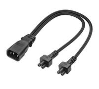 MEIRIYFA C14 to Dual C5 Power Cord, IEC 320 C14 Male to Dual C5 Female Power Y Splitter Adapter Cable 10A 250V for Computer PC Monitor Printer (Black, 30cm)
