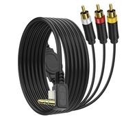 MEIRIYFA Compatible with PSP AV Audio Video 3RCA Cable Cord for PSP 2000 3000 HDTV HD Component Audio Video Replacement Cable (Black, 1.8M)