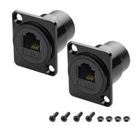 MEIRIYFA D-Type RJ11/RJ12 Panel Mount Connector, RJ11 6P4C Cat3 Female to Female Flush Mount Telephone Pass Through Socket Connector for Voice Communication Telephone Mode Voice System (2PCS)