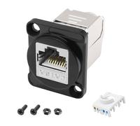 MEIRIYFA D-Type RJ45 Cat6A Panel Mount Adapter Shielded 10Gbps RJ45 CAT6A Coupler 8P8C Toolless Keystone Jack Snap-in Closure Module for CAT6A/CAT6/CAT5E/CAT5-1 Pack (Black)