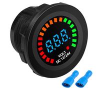 MEIRIYFA DC 12V 24V Car Battery Voltmeter Gauge LED Display Digital Voltage Meter Gauge Colorful Screen Waterproof Automotive Replacement for Vehicle Truck Car Boat Marine