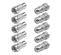 MEIRIYFA F Type to Phono Plug RCA Connector, RCA Female to F Type Male RF Connector Coaxial Adapter, F Plug to RCA Jack Straight Coaxial Coupler for Game Console, TV Monitor (Silver, 10 Pack)