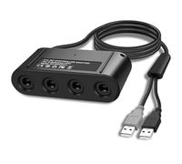 MEIRIYFA Gamecube Controller Adapter for Switch - Super Smash Bros Compatible, 4 Port with Turbo and Vibration Features