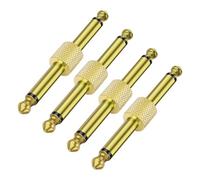 MEIRIYFA Guitar Pedal Patch Connector 6.35mm 1/4" Effect Couplers TS Mono Male to Male Adapter Audio Converter Connector for Electric Guitars Pedalboard (Gold, 4Pcs)