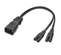 MEIRIYFA IEC 320 C14 to Dual C7 Splitter Power Cable, IEC320 C14 Male to Dual C7 Female Power Y Adapter Cable for Monitor, Printer, Scanner etc (Black, 0.3M)