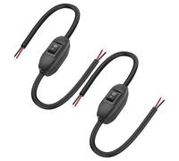 MEIRIYFA Inline Cord Switch 12V-24V ON/Off Rocker Button Switch with Prewire on Both End, Inline On/Off Switch with Wires DIY for Lamp, LED Strip Lights, Electric Fans -2Pcs, 35cm