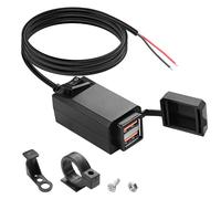 MEIRIYFA Motorcycle USB Charger Socket, QC3.0 Dual USB Motorcycle Phone Charger with ON/Off Switch, 5V 2.1A Waterproof Car USB Charger Adapter for Motorcycle Motorbike Car Trucks