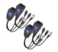 MEIRIYFA Passive Video Balun, 2 Pairs Passive Video Power Balun Audio Connector 1080P BNC to RJ45 Network Transceiver Cat5/Cat6 Adapter with DC Male Female, RCA Male Audio end for CCTV Security System