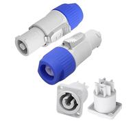 MEIRIYFA Powercon 3 Pin AC Connector Male Chassis Plug Speaker Power Adapter 20A/250V Compatible with NAC3FCA, NAC3FCB, NAC3MA-1, NAC3MPB-1 for Audio Stage Light - 2 Pair (Blue White)