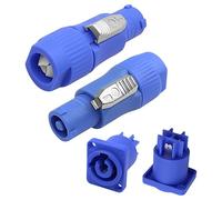 MEIRIYFA Powercon 3 Pin AC Connector Male Chassis Plug Speaker Power Adapter 20A/250V Compatible with NAC3FCA, NAC3FCB, NAC3MA-1, NAC3MPB-1 for Audio Stage Light - 2 Pair, Blue