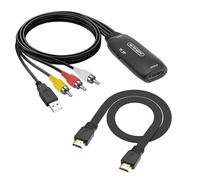 MEIRIYFA RCA to HDMI Adapter Converter, AV to HDMI Converter with USB Power Cable and HDMI Cable Support 1080P, PAL/NTSC for PC, Laptop, TV, VHS, Blue-Ray DVD Players, HDTV, Projector