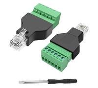 MEIRIYFA RJ12 Male to 6 Pin Screw Terminal Connector, Ethernet RJ12 6P6C Male to 6 Pin Screw Terminals Adapter for Telephone Cable Audio Adapter (2PCS)
