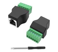 MEIRIYFA RJ12 Plug to 6 Pin Screw Terminal Connector, RJ12 6P6C Female to 6 Pin Screw Terminals Adapter for Telephone Cable Audio Adapter (2PCS)