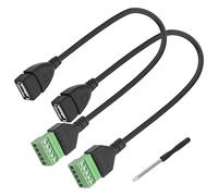MEIRIYFA USB 2.0 Screw Terminal Block Solderless Cable USB2.0 to 5 Pin Way Female Bolt Screw Extension Adapter Connector Converter for Data Transfer - 30cm, 2Pcs (USB 2.0 Female)