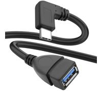 MEIRIYFA USB C to USB 3.0 Adapter, 90 Degree USB 3.1 C Male to USB 3.0 A Female OTG Cable 5Gbps Data & Charging Cord for Phones Tablet PC Laptop (Black, 0.25m)