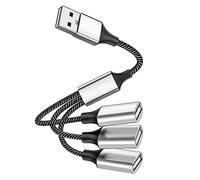 MEIRIYFA USB Splitter Y Cable for Charging OTG, 3 in 1 USB 2.0 A Male to 3 Female Extender Hub Data Charging Split Adapter for Phone/PC/Car/Laptop - 50cm