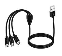 MEIRIYFA USB to Micro USB Splitter Cable, 3 in 1 USB 2.0 A Male to Three Micro USB Male Sync Charging Cable - (Black, 1M)