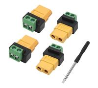 MEIRIYFA XT60 Solderless Connector Female to 2Pin Screw Terminal Adapter for Solar Panel, Portable Power Station, Unmanned Aerial Vehicles, Model Aircraft Plug (4Pcs)