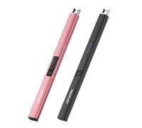 MEIRUBY 2 Pack Electric Candle Lighter, Christmas Stocking Fillers Women Mom Housewarming Birthday Gifts for Women, USB Arc Rechargeable Windproof Long Lighter for Candle BBQ Black/Rose Gold