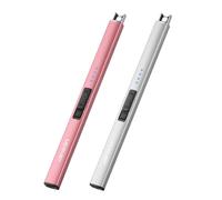 MEIRUBY 2 Pack Electric Candle Lighter, Christmas Stocking Fillers Women Mom Housewarming Birthday Gifts for Women, USB Arc Rechargeable Windproof Long Lighter for Candle BBQ Rose Gold/Silver