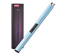 MEIRUBY Electric Candle Lighter Rechargeable USB Windproof Flameless Lighters for Candle Camping BBQ Birthday Gifts, Light Blue