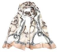 MEISEE 100% Mulberry Silk Long Scarf for Women Large Oblong Sunscreen Shawls Wraps Neck Headscarf Hair Wraps Gift Packed, Simple Beige Classic, 67 * 21in