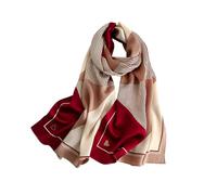MEISEE 100% Mulberry Silk Long Scarf for Women Large Oblong Sunscreen Shawls Wraps Neck Headscarf Hair Wraps Gift Packed, 23-khaki + Red, 67*21in