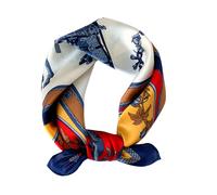 MEISEE 100% Mulberry Silk Scarfs Small Square Scarf 21" x 21" Neck Scarf Breathable Lightweight for Women Gift Packed, Yellow and Blue Carriage, samll