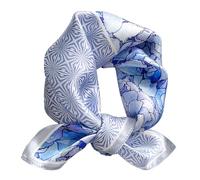 MEISEE 100% Mulberry Silk Scarfs Small Square Scarf 21" x 21" Neck Scarf Breathable Lightweight for Women Gift Packed, Light Blue Flowers, Small