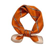 MEISEE 100% Mulberry Silk Scarfs Small Square Scarf 21" x 21" Neck Scarf Breathable Lightweight for Women Gift Packed, Orange Circle Graphic, Small