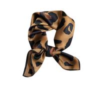 MEISEE - 100% Mulberry Silk Small Square Scarf 21" x 21" Breathable Lightweight Women Scarf Gift Packed, Brown Leopard Print, 21in