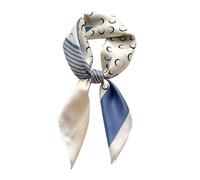 MEISEE 100% Pure Mulberry Silk Scarf 26" Square Scarf Neckerchief Headscarf Breathable Lightweight for Women Gift Packed, Blue White Geometric, 27in