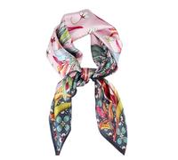 MEISEE 100% Pure Mulberry Silk Scarf 26" Square Scarf Neckerchief Headscarf Breathable Lightweight for Women Gift Packed, M2 Pink Gray Floral, 27in