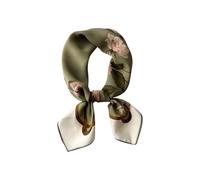 MEISEE 100% Pure Mulberry Silk Scarf 26" Square Scarf Neckerchief Headscarf Breathable Lightweight for Women Gift Packed, Gray Green + White, 27in