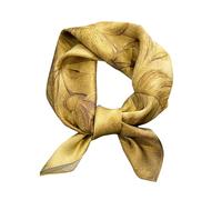 MEISEE Mulberry Silk Scarfs Women Small Square Scarf 21" x 21" Breathable Lightweight Neckerchief Headscarf, Yellow Sand Art, 21in