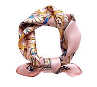 MEISEE Mulberry Silk Scarfs Women Small Square Scarf 21" x 21" Breathable Lightweight Neckerchief Headscarf, Classic Pink