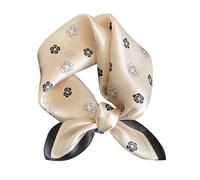 MEISEE Mulberry Silk Scarfs Women Small Square Scarf 21" x 21" Breathable Lightweight Neckerchief Headscarf, Beige Little Flowers, 21in