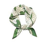 MEISEE Mulberry Silk Scarfs Women Small Square Scarf 21" x 21" Breathable Lightweight Neckerchief Headscarf, 23-white+green Dot, 53cm*53cm