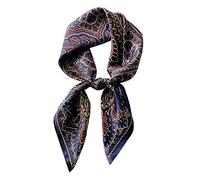 MEISEE Pure Mulberry Silk Square Scarf Head Scarf for Women 27"'x27-68CM Natural Silk Neckerchief Printed Headscarf, Blue Perris