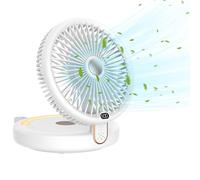 MEISEISHOP Table Fan, 120° Automatic Oscillation, LED Light, 6 Speed Fan, Silent Folding Fan, Suitable for Home, Office, Bedroom, White