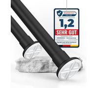 MEISENBERG Extendable Curtain Poles Matte Black, Shower Poles Extendable No Drill 90-160 cm - Ø 25 mm Diameter, Net Curtain Wire and Hooks - for Bathroom, Bedroom Window and Kitchen