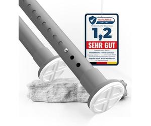 MEISENBERG Tension Rods for Curtains Gray, Extendable Curtain Poles 260-310 cm - Ø 32 mm Diameter, Extra Long Tension Rod - for Living Room, Patio Door and Wardrobe
