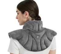 MEISENHOME Microwavable Heating Pad for Neck and Shoulders with Moist Heat, Weighted Microwave Heated Neck Wrap for Pain Relief, Stress and Tension, Hot and Cold Compress, Grey