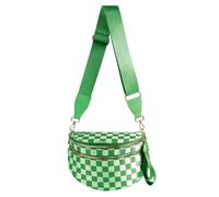 MEISEY Black and White Checkered Crossbody Bag Bum Bag for Women,Spacious Checkered Purse Fanny Packs Belt Bag, Kelly Green Checkered, 12.8x5.6x8.8 inches, Casual
