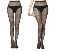 MEISH 2 Pairs Halloween Decorations Women Sexy Hollow Sheer Fishnet Pantyhose Halloween Costume Spider Web Jacquard Tights Black Fishnet Stockings for Women