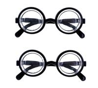 MEISH 2 Pcs Nerd Glasses - Circular Black Round Thick Funny Plastic Glasses for Halloween and Party