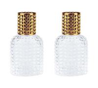 MEISH 2 Pieces Glass Perfume Bottles Refillable Translucent Glass Bottles Oval Pineapple Perfume Bottles for Travel Gift Beauty Storage Container (Golden)