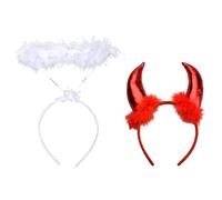 MEISH 2 Pieces Halloween Headband Angel Halo Devil Horn Headband Angel Devil Costume Accessories Halloween Costume Accessories for Cosplay Party