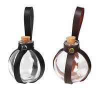 MEISH 2 Pieces Magic Cork Potion Bottles Halloween Accessories Wizard Medicine Bottles Round Glass Bottles Medieval Wizard Accessory for Role-Playing Cosplay Props